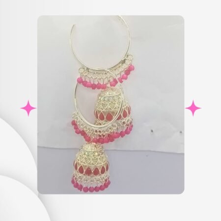 Traditional Gold-Plated Jhumka Earrings with Pearl Detailing