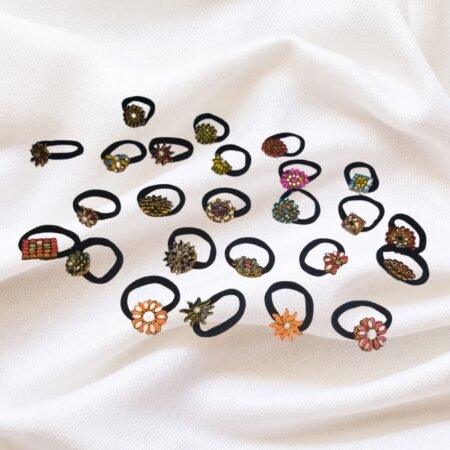 Decorative Floral Hair Ties Set - Colorful Gemstone Hair Accessories for Women